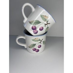 Mikasa Savoir Vivre Luscious Grapes Set‎ Of 2 Coffee Tea Mugs Cups -B-